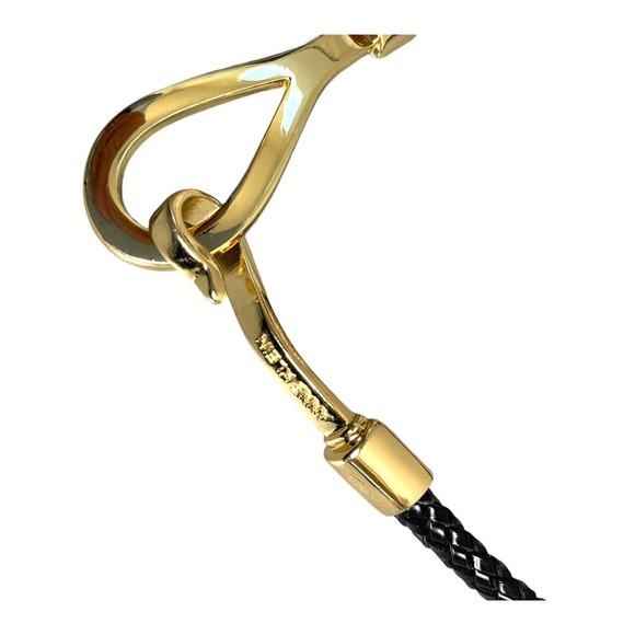 Anne Klein Latch Hook Gold Tone Braided Black Rope Leather‎ Adjustable ONE SIZE - Picture 5 of 7